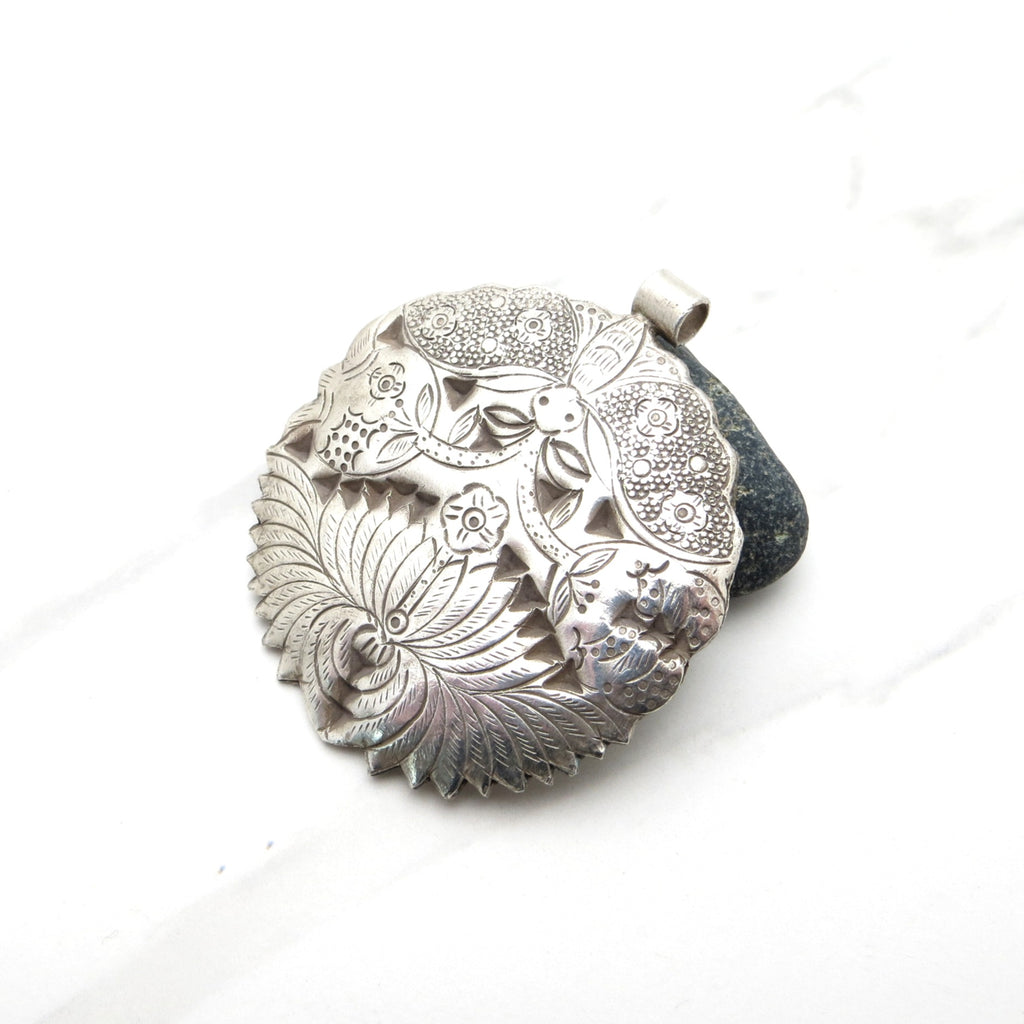 Handcrafted Karen Hill Tribe Butterfly Floral Pendant  - 55mm