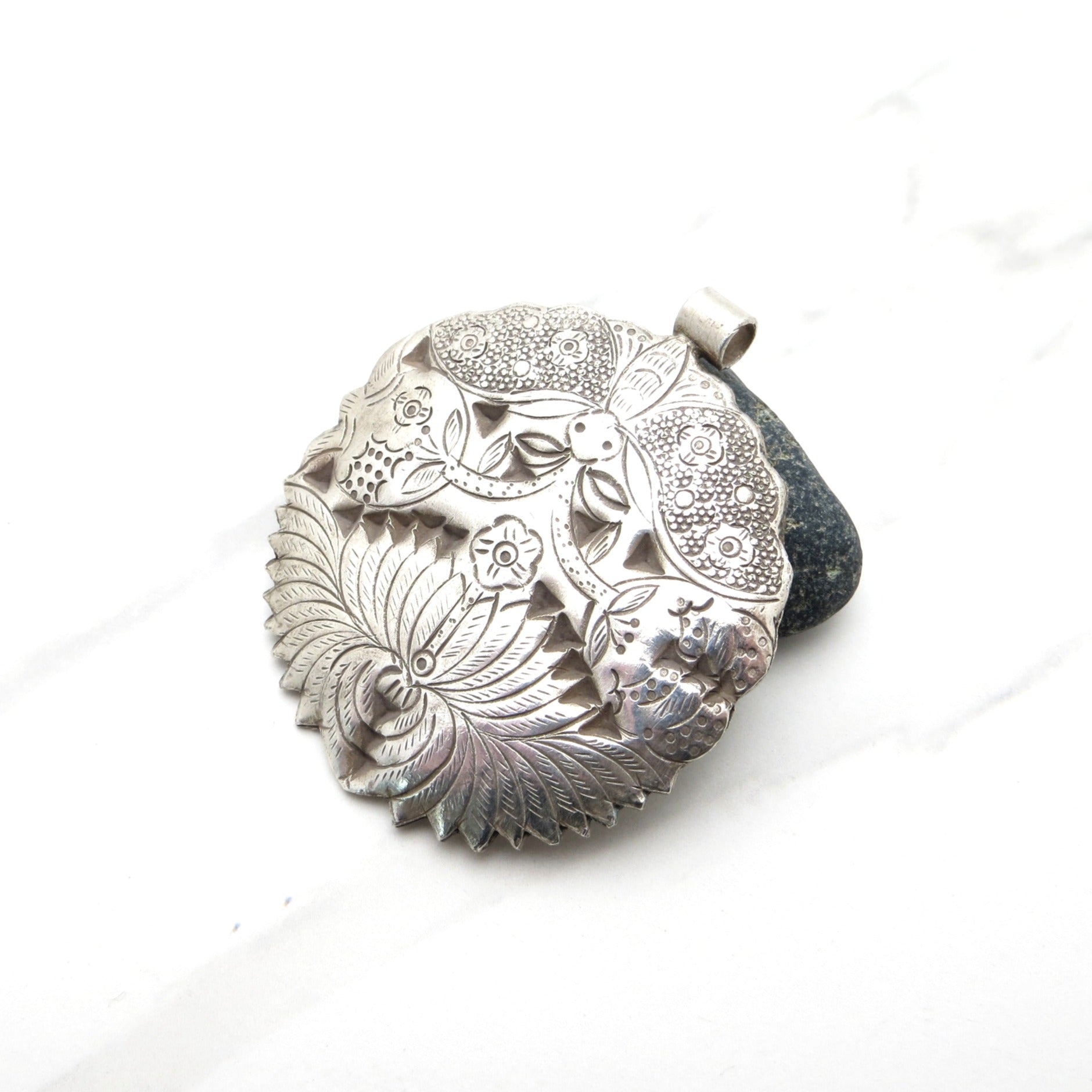 Handcrafted Karen Hill Tribe Butterfly Floral Pendant  - 55mm