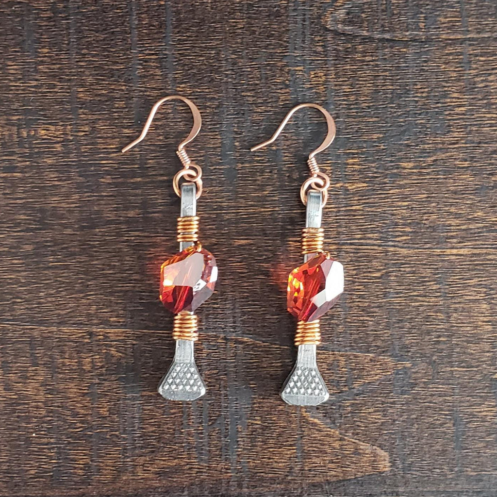 Horseshoe Nail Earrings w/ Swarovski Crystals