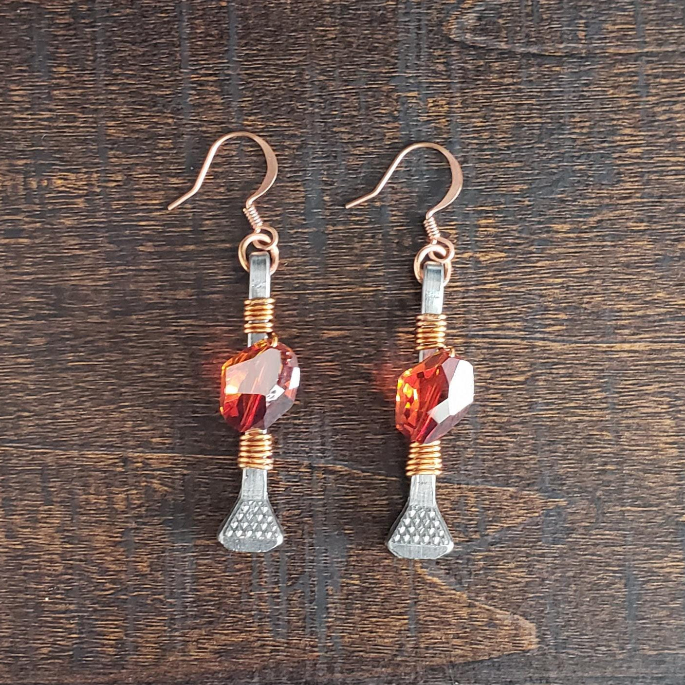 Horseshoe Nail Earrings w/ Swarovski Crystals