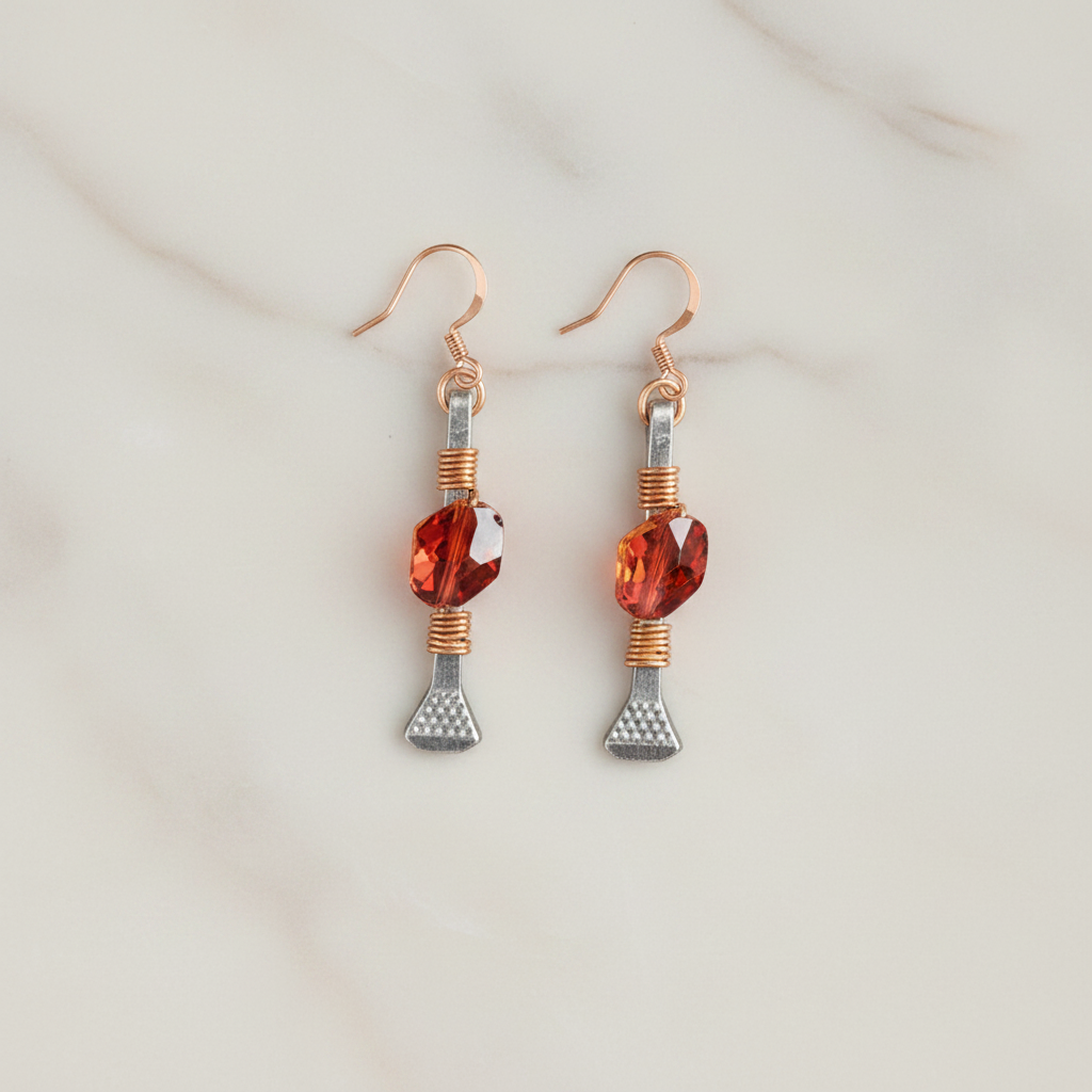 Copper Horseshoe Nail Earrings with Swarovski Crystal Copper Accents