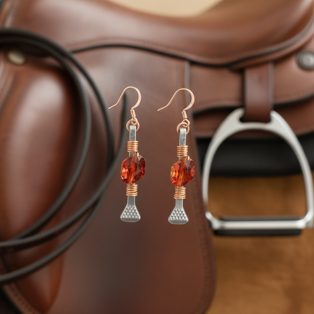 Copper Horseshoe Nail Earrings with Swarovski Crystal Copper Accents