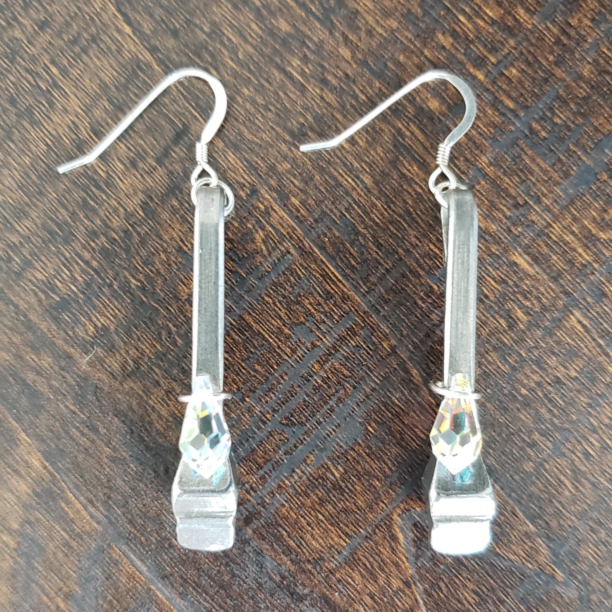 Horseshoe Nail Earrings w/ Swarovski Crystals