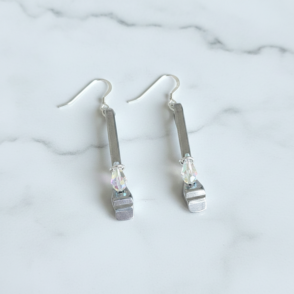 Horseshoe Nail Earrings with Swarovski Crystal AB Briolettes