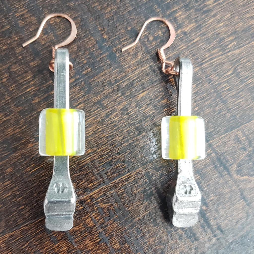 Horseshoe Nail Earrings with David Christensen furnace glass beads
