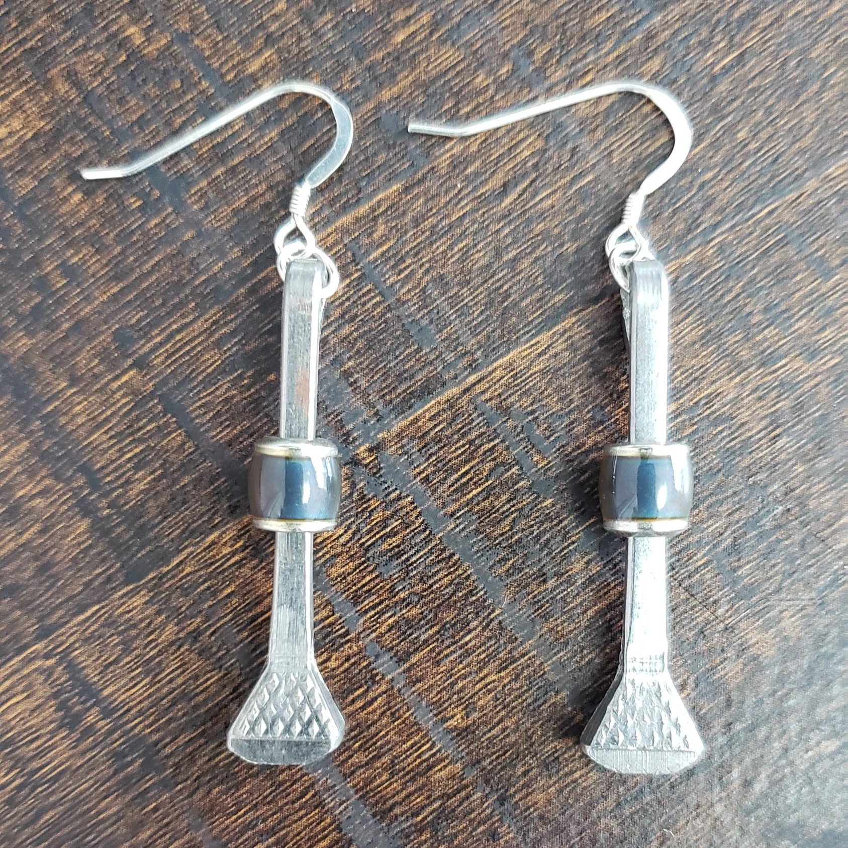 Horseshoe Nail Earrings w/ Color Changing Mood Beads