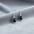 Jet Black Swarovski Drop Earrings with AB Crystals & Sterling Silver