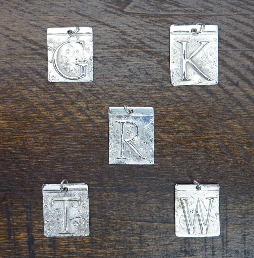 Pure Silver Initial Pendant, .999 Fine Silver, PMC - Large