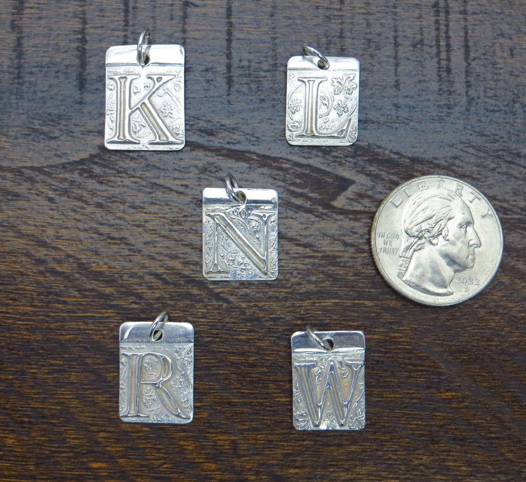 Pure Silver Initial Pendant, .999 Fine Silver, PMC - Small