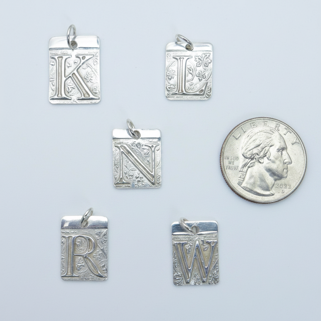 Pure Silver Initial Pendant, .999 Fine Silver, PMC - Small