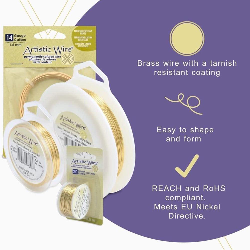 Artistic Wire 22 Gauge Non-Tarnish Brass, 15yd spool