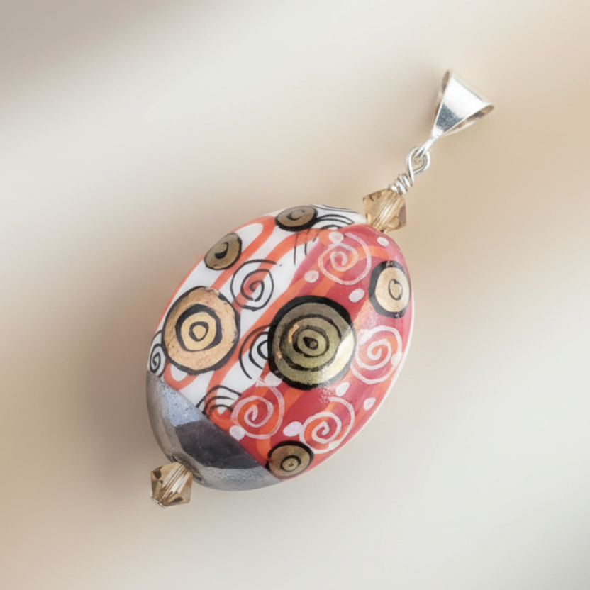 Hand-Painted Porcelain Pendant
