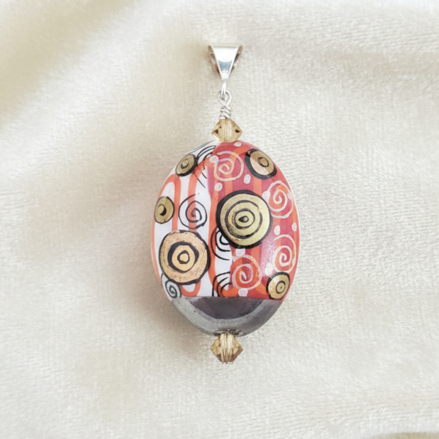 Hand-Painted Porcelain Pendant