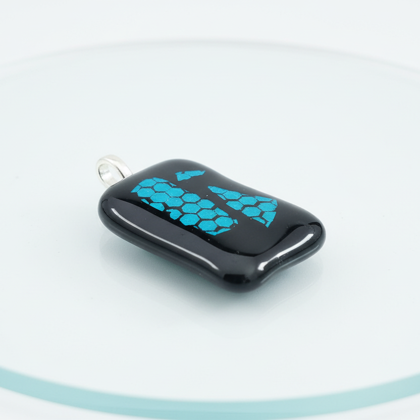 Modern, Handmade Dichroic Fused Glass Pendant