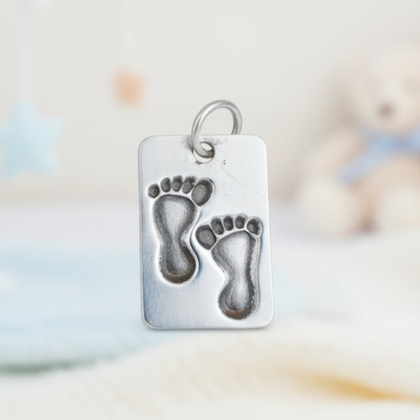 Handmade Baby Feet Pendant in .999 Fine Silver