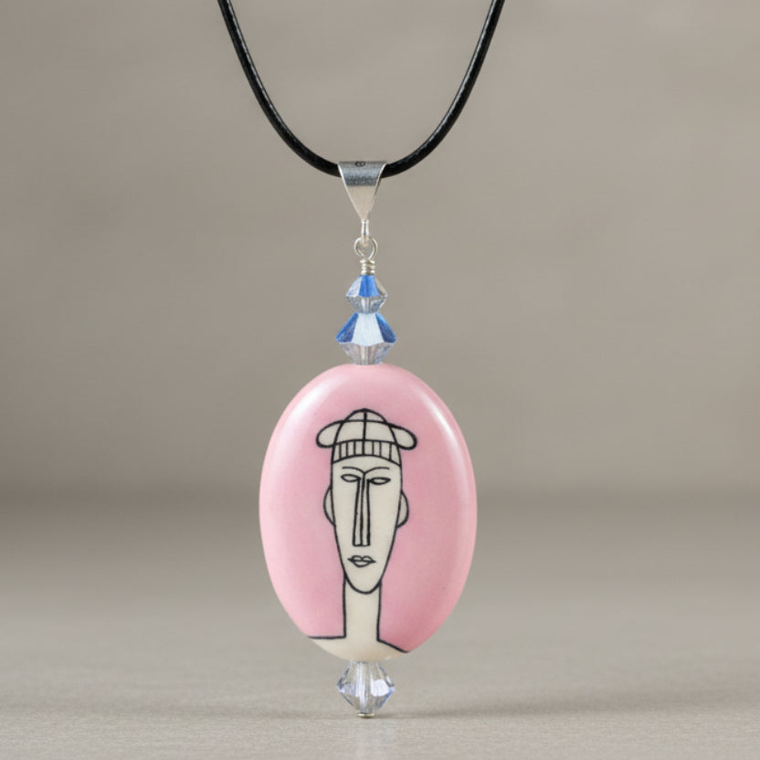 Hand painted ceramic pendant