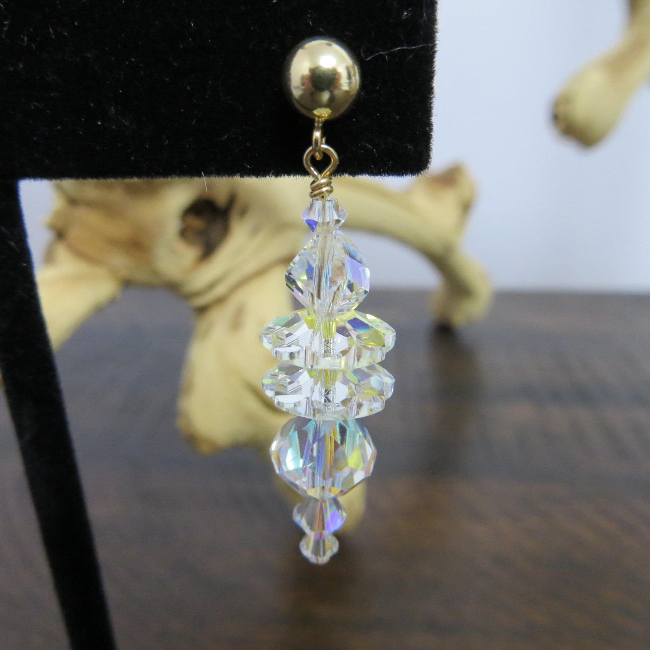 Swarovski crystal and gold-filled post earrings. Vintage Swarovski crystals!