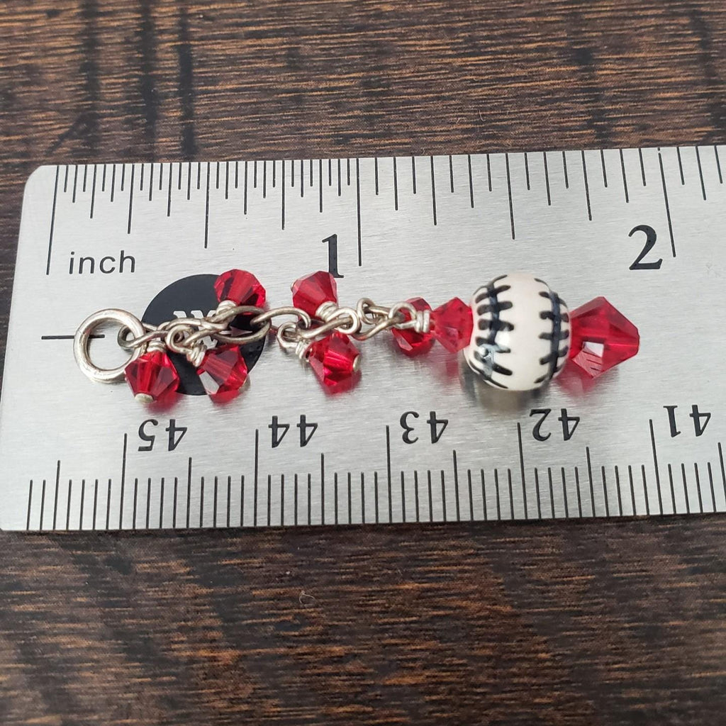 Baseball Cluster Pendant with Swarovski Crystals on Sterling Silver