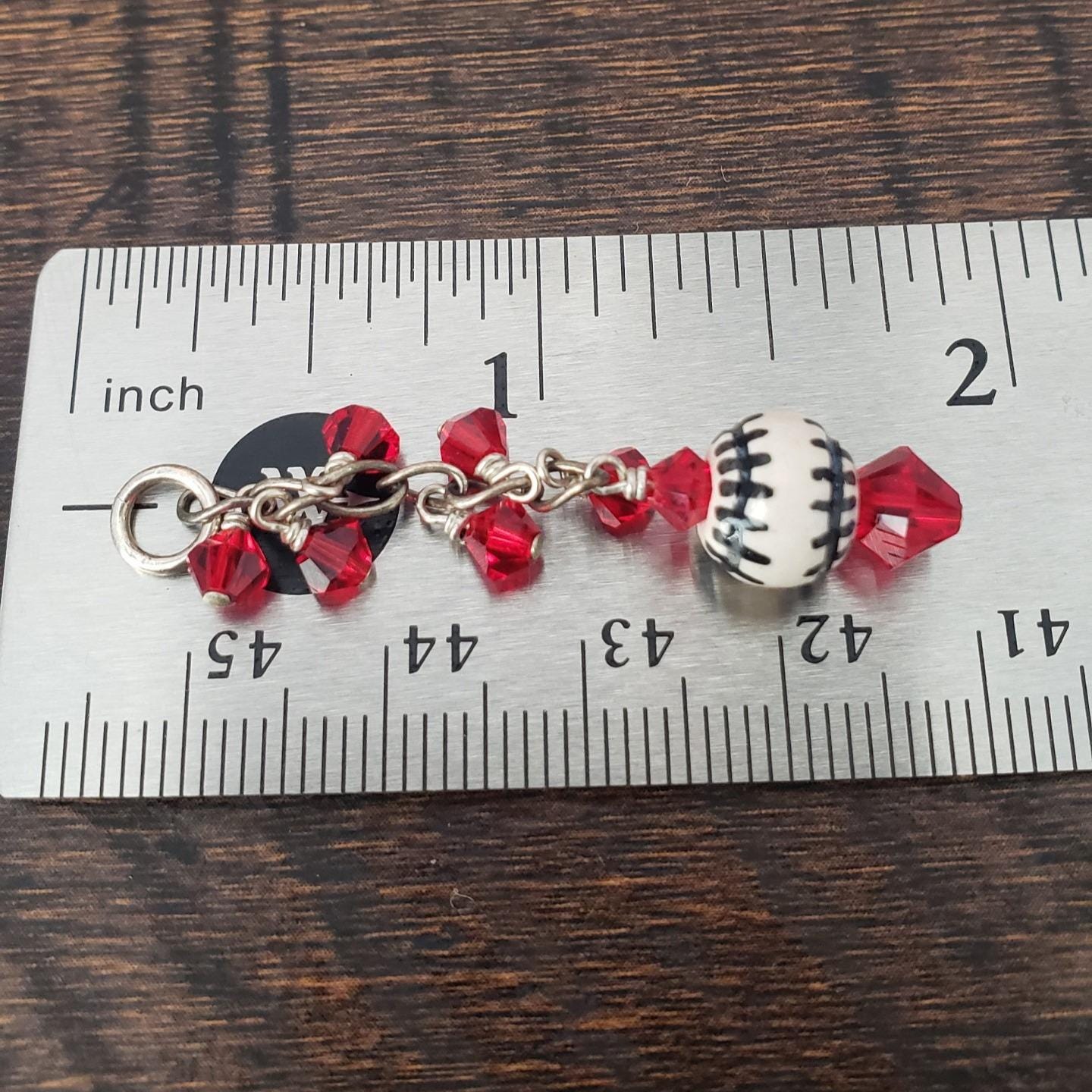 Baseball Cluster Pendant with Swarovski Crystals on Sterling Silver