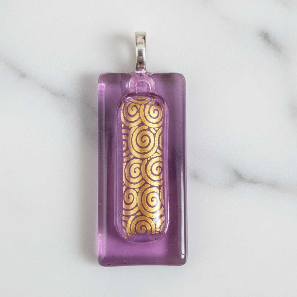 Handmade Iridescent Dichroic Fused Glass Pendant