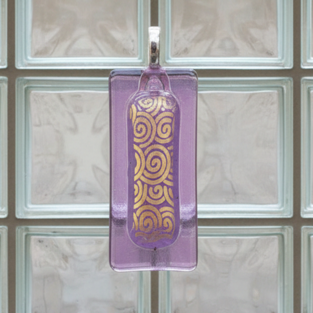 Handmade Iridescent Dichroic Fused Glass Pendant
