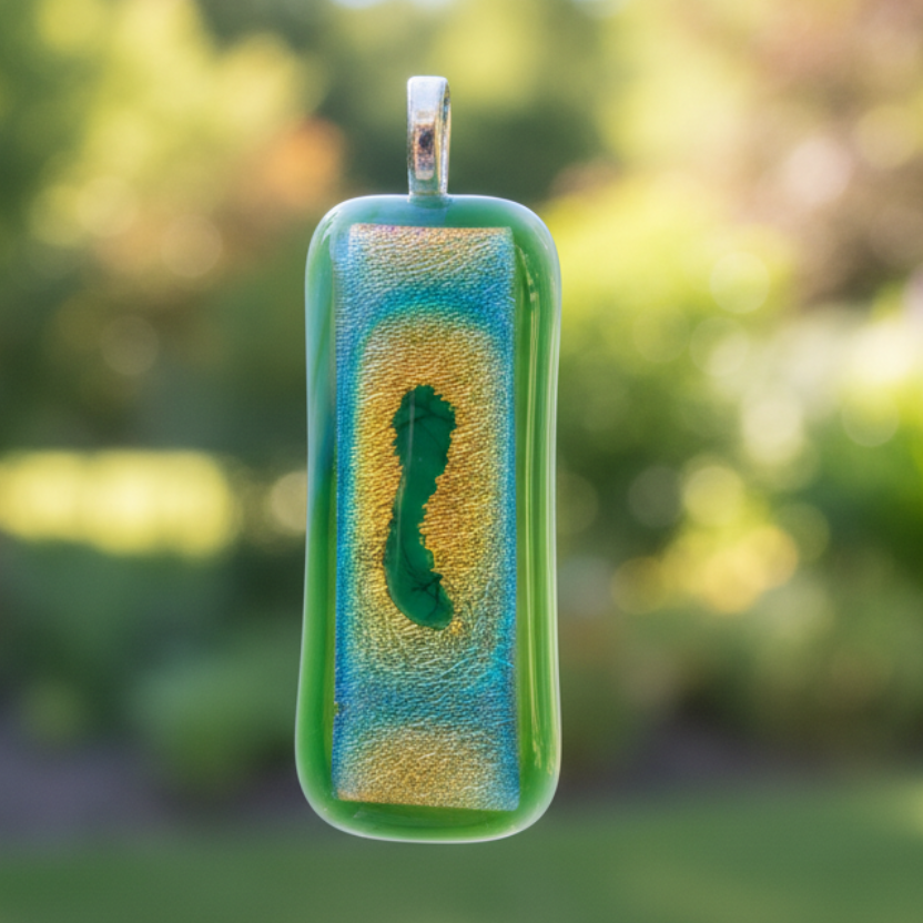 Unique Dichroic Fused Glass Pendant