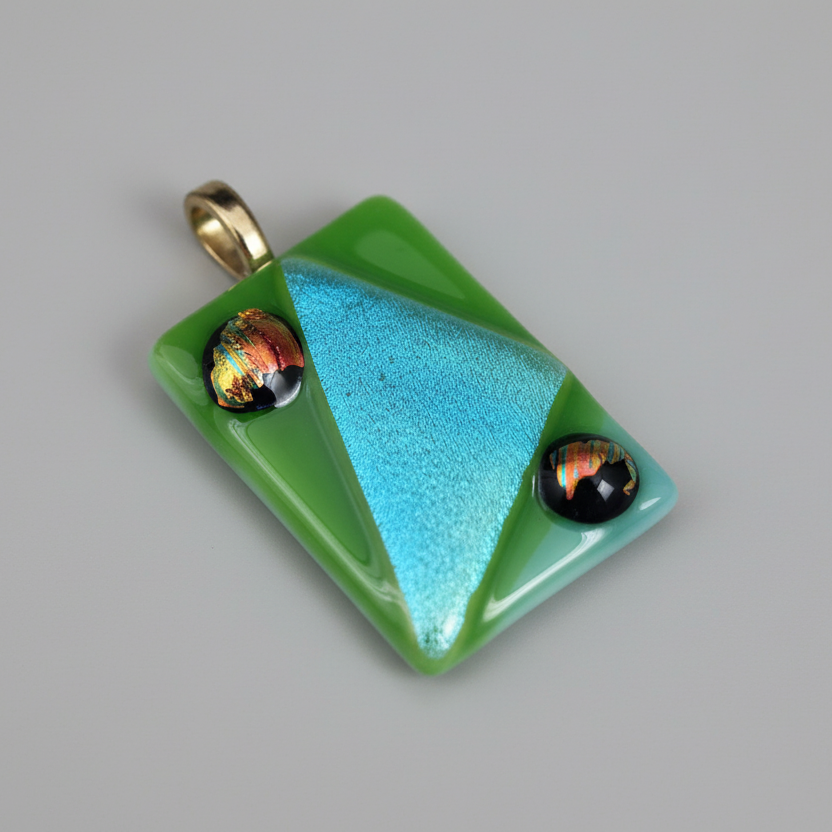 Unique Handmade Dichroic Fused Glass Pendant