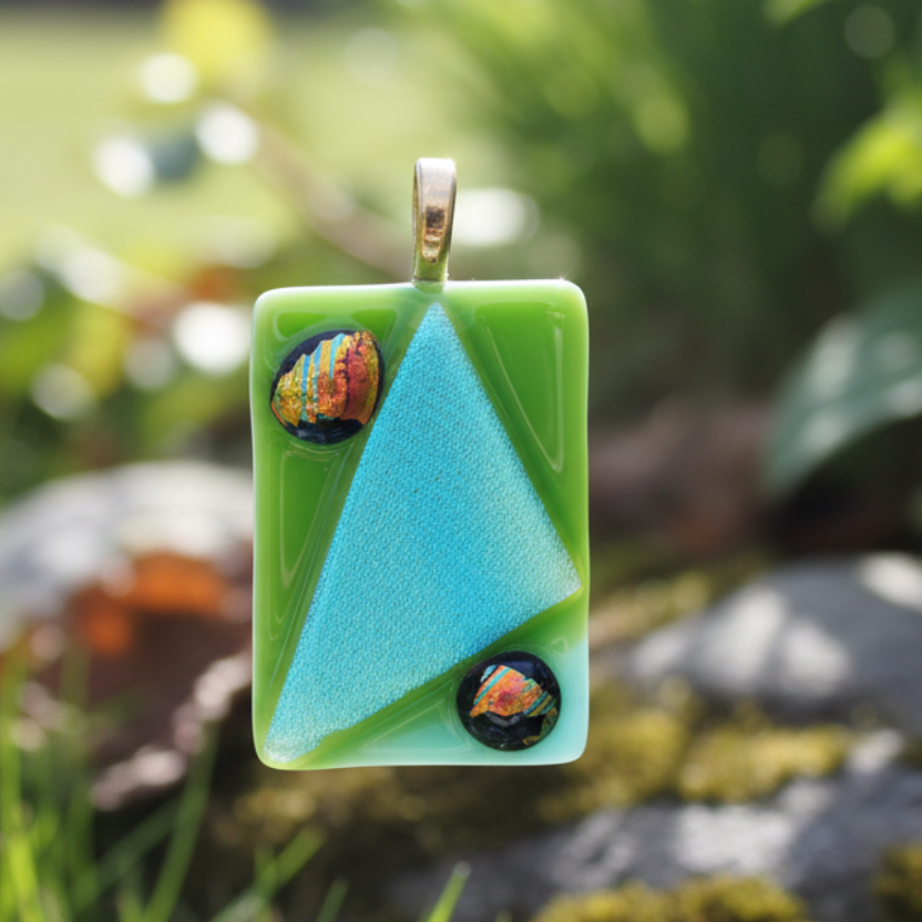Unique Handmade Dichroic Fused Glass Pendant