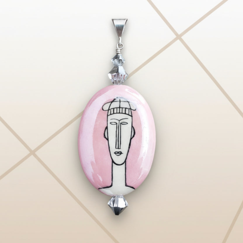 Hand painted ceramic pendant