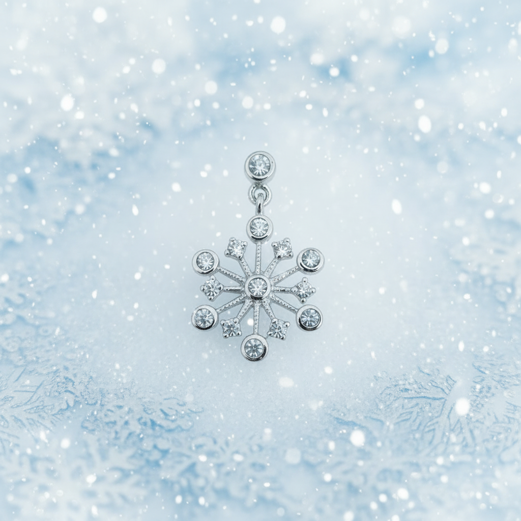 Sterling Silver Snowflake Pendant with CZ – Sparkling Winter Necklace