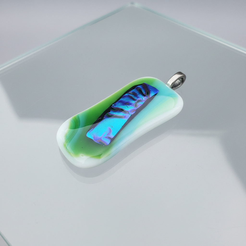 Bold Dichroic Fused Glass Pendant
