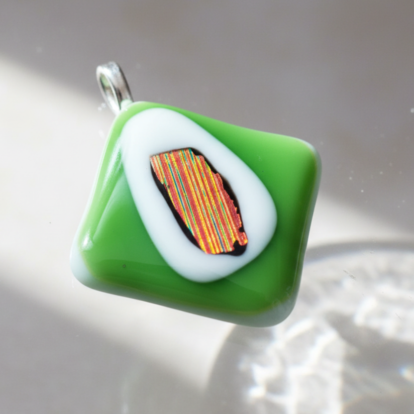 Multi-Colored Dichroic Fused Glass Pendant