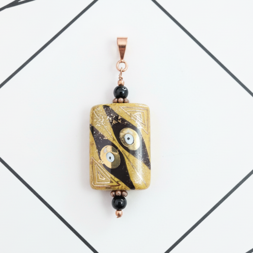Modern, Hand-Painted Porcelain Pendant