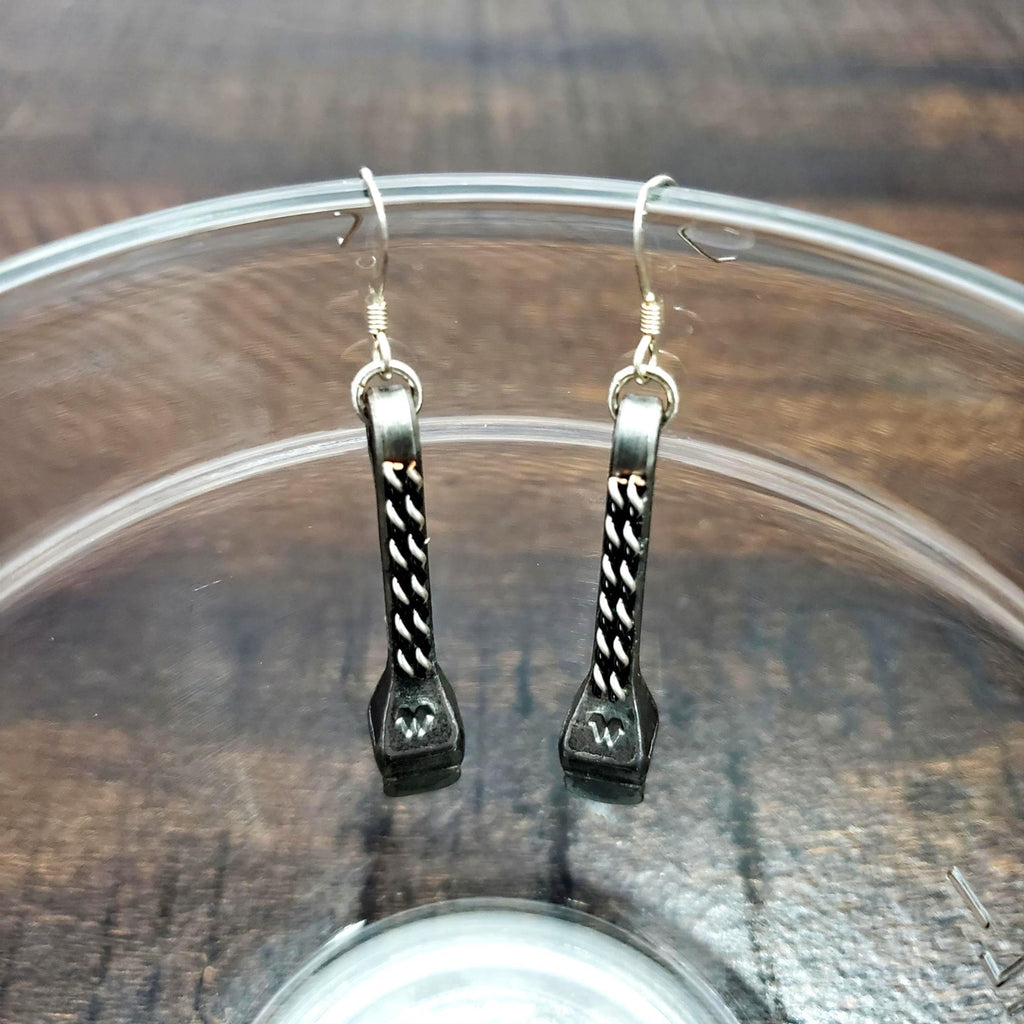 Horseshoe Nail Earrings with Braided Wire