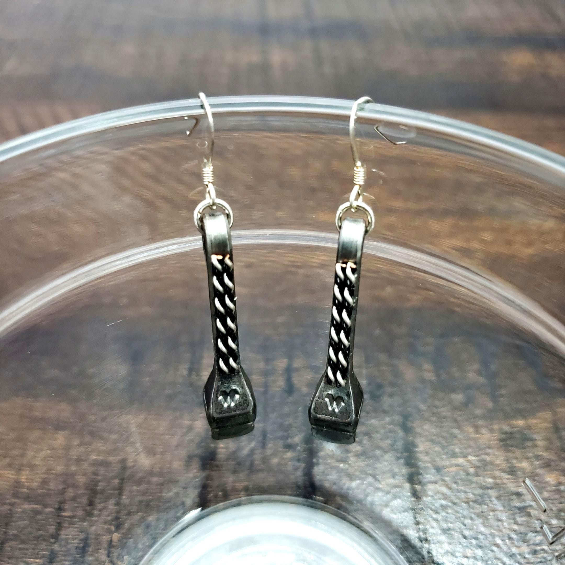 Horseshoe Nail Earrings with Braided Wire