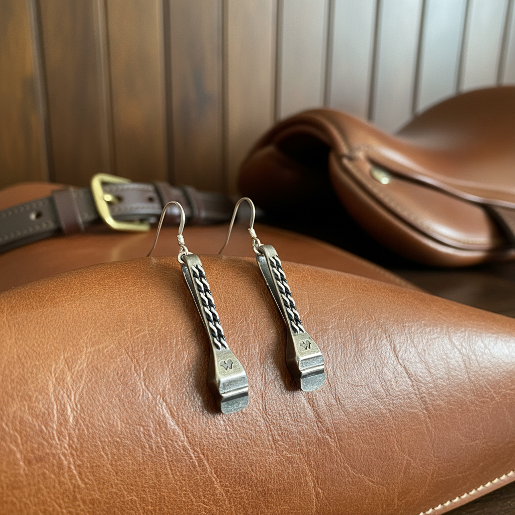 Horseshoe Nail Earrings with Braided Wire