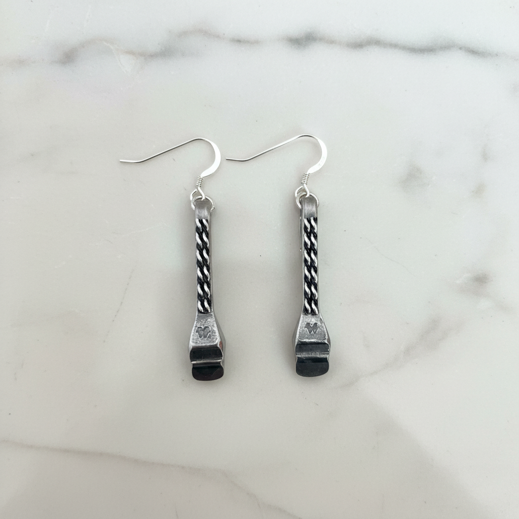 Horseshoe Nail Earrings with Braided Wire