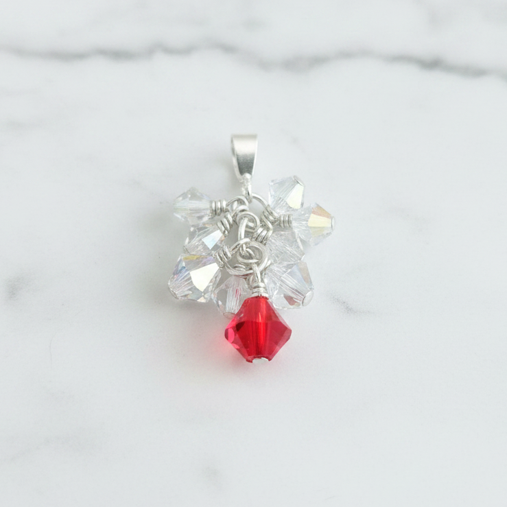 Swarovski Crystal Cluster Pendant –  Sterling Silver Drop Necklace