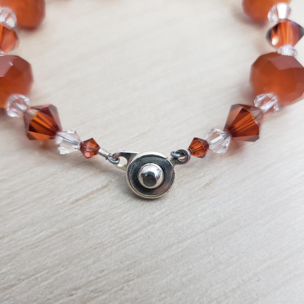 Carnelian and Swarovski Crystal Bracelet