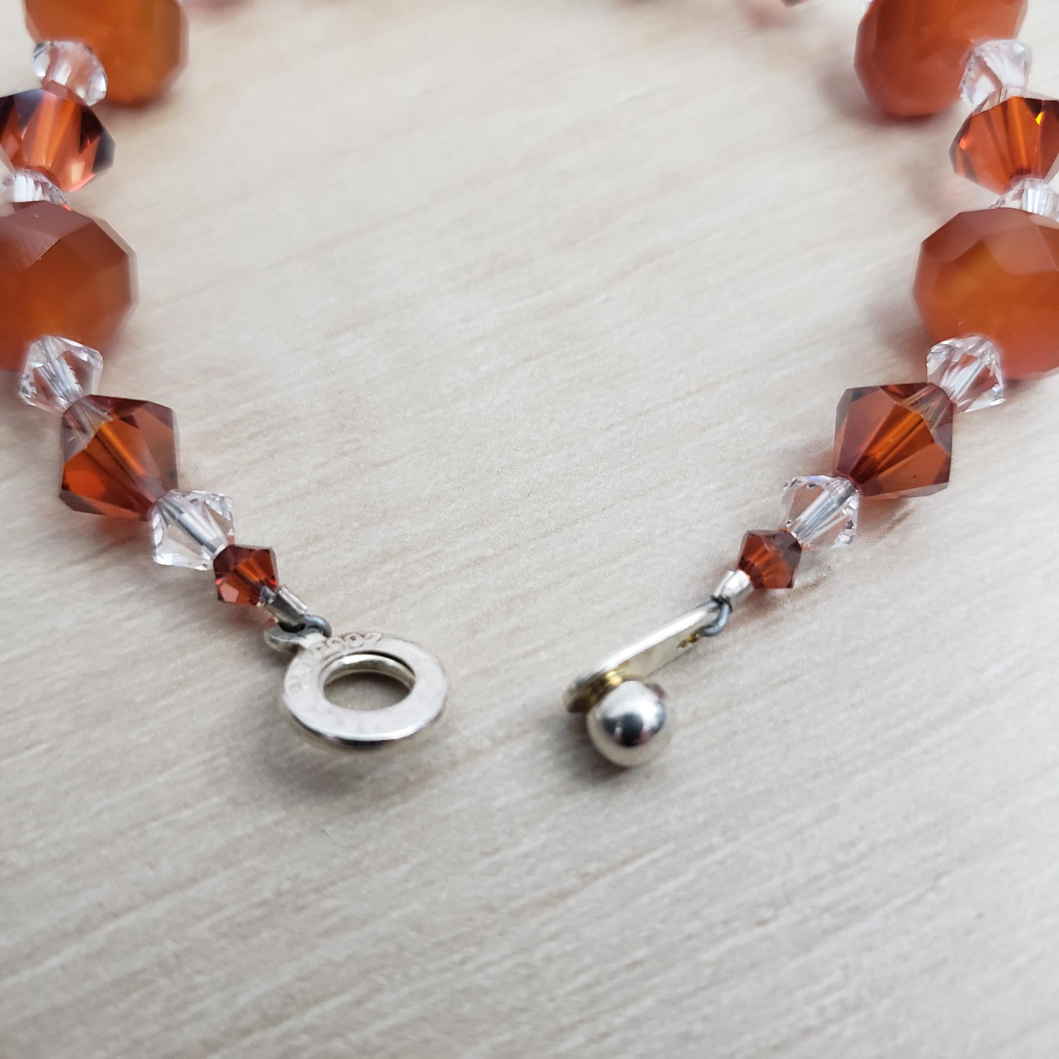 Carnelian and Swarovski Crystal Bracelet