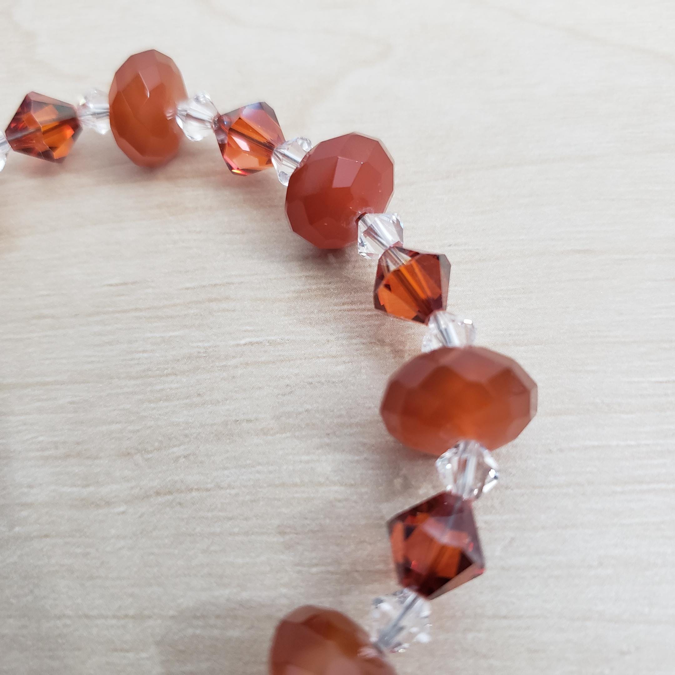 Carnelian and Swarovski Crystal Bracelet