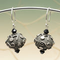 Sterling Silver Bali Bead and Swarovski Crystal Earrings