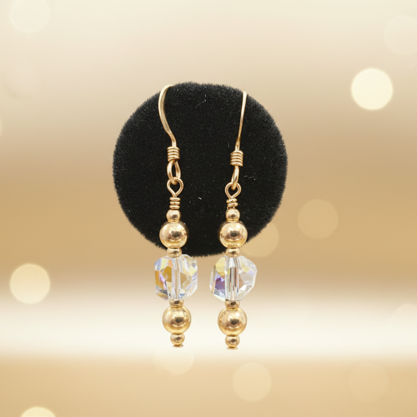 14k Gold Filled Swarovski Crystal AB Drop Earrings