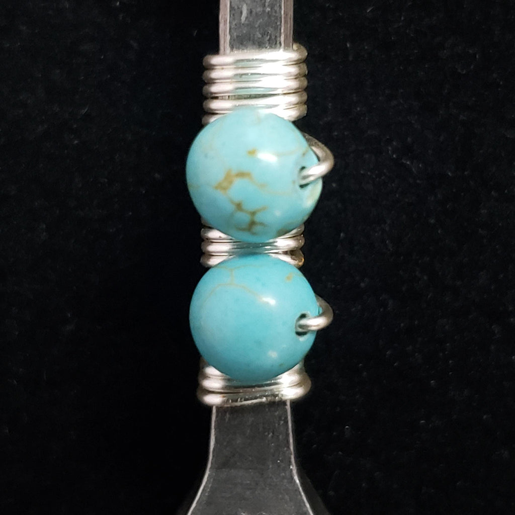 Horseshoe nail pendant - wire wrapped with turquoise beads