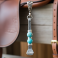 Horseshoe Nail Pendant - Wire Wrapped With Turquoise Beads