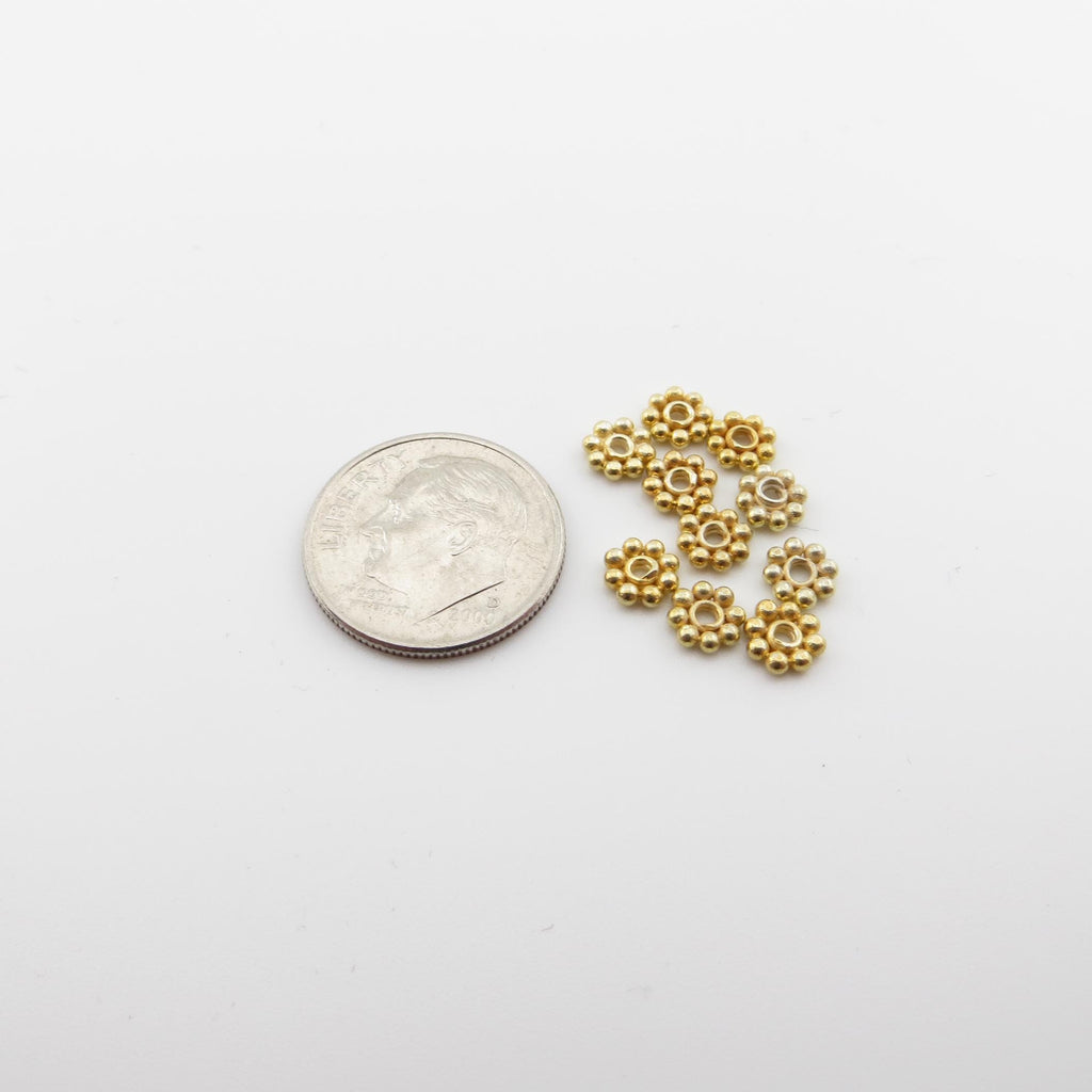 24k Vermeil over Sterling Bali Daisy Spacers, 20 pcs, Made in Bali