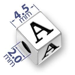 Sterling Silver Letter Beads & Symbols - 4.5mm with 2mm Hole - Made in the U.S.A.