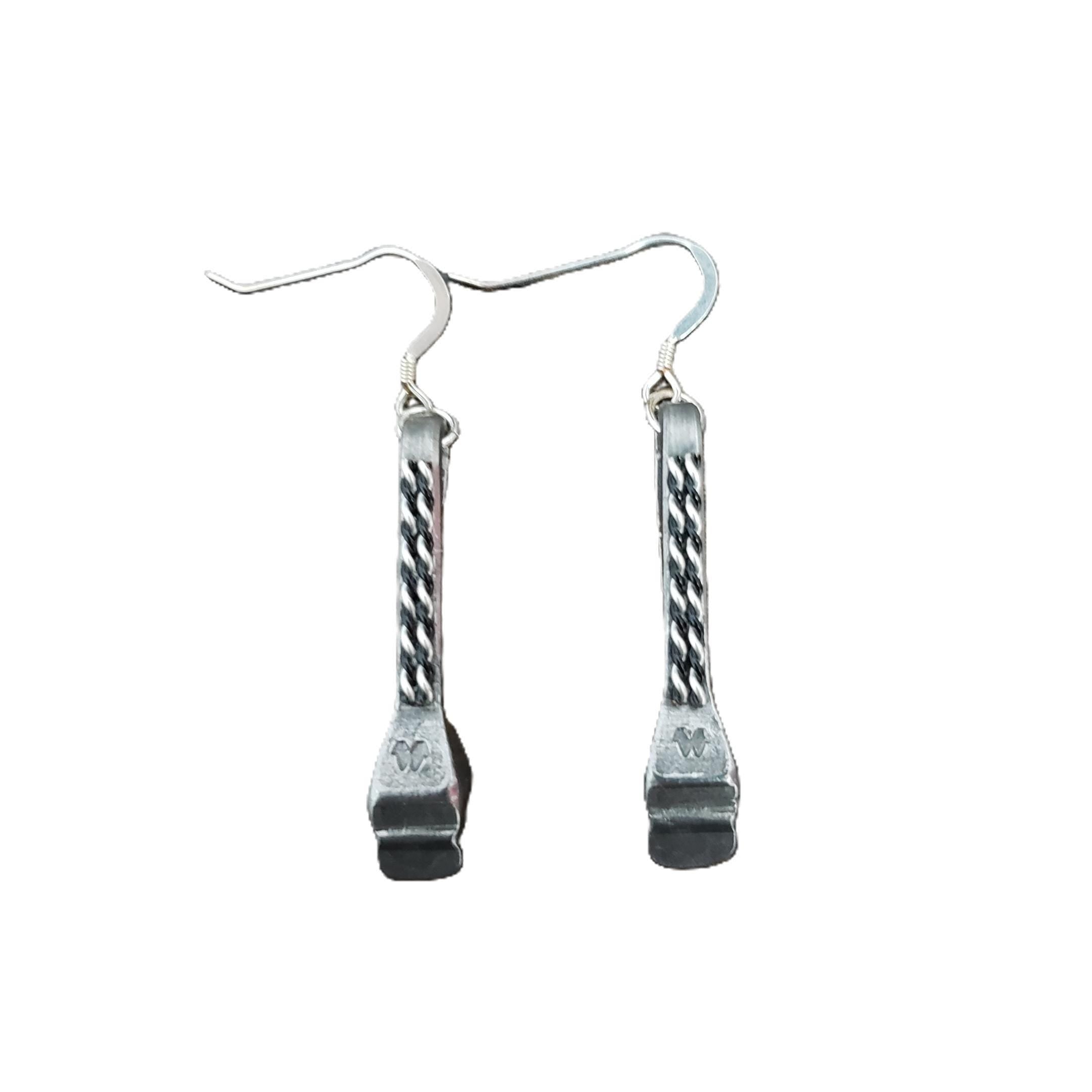 Horseshoe Nail Earrings with Braided Wire