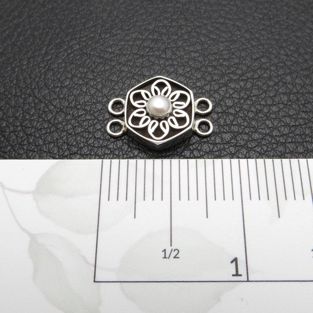 2-Strand Sterling Bali Connector w/ Pearl