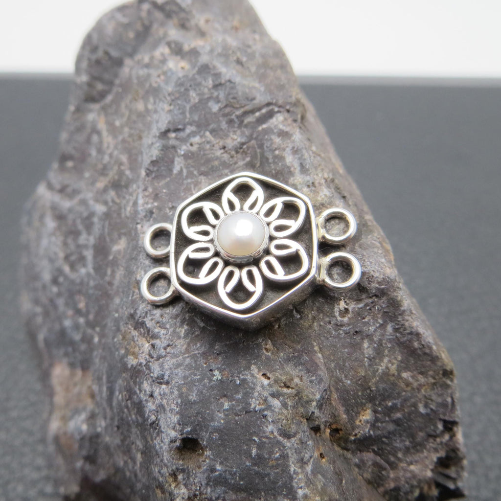 2-Strand Sterling Bali Connector w/ Pearl
